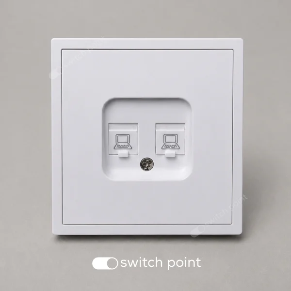 Інтернет-розетка RJ45 Cat 6 подвійна, Slim Series, Білий (без рамки)