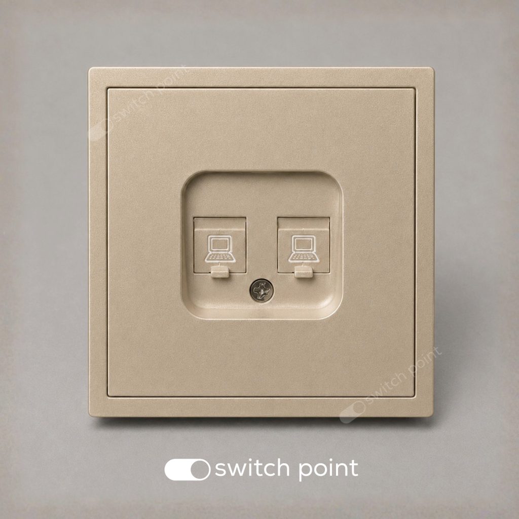 Інтернет-розетка RJ45 Cat 6 подвійна, Slim Series, Золотий (без рамки)