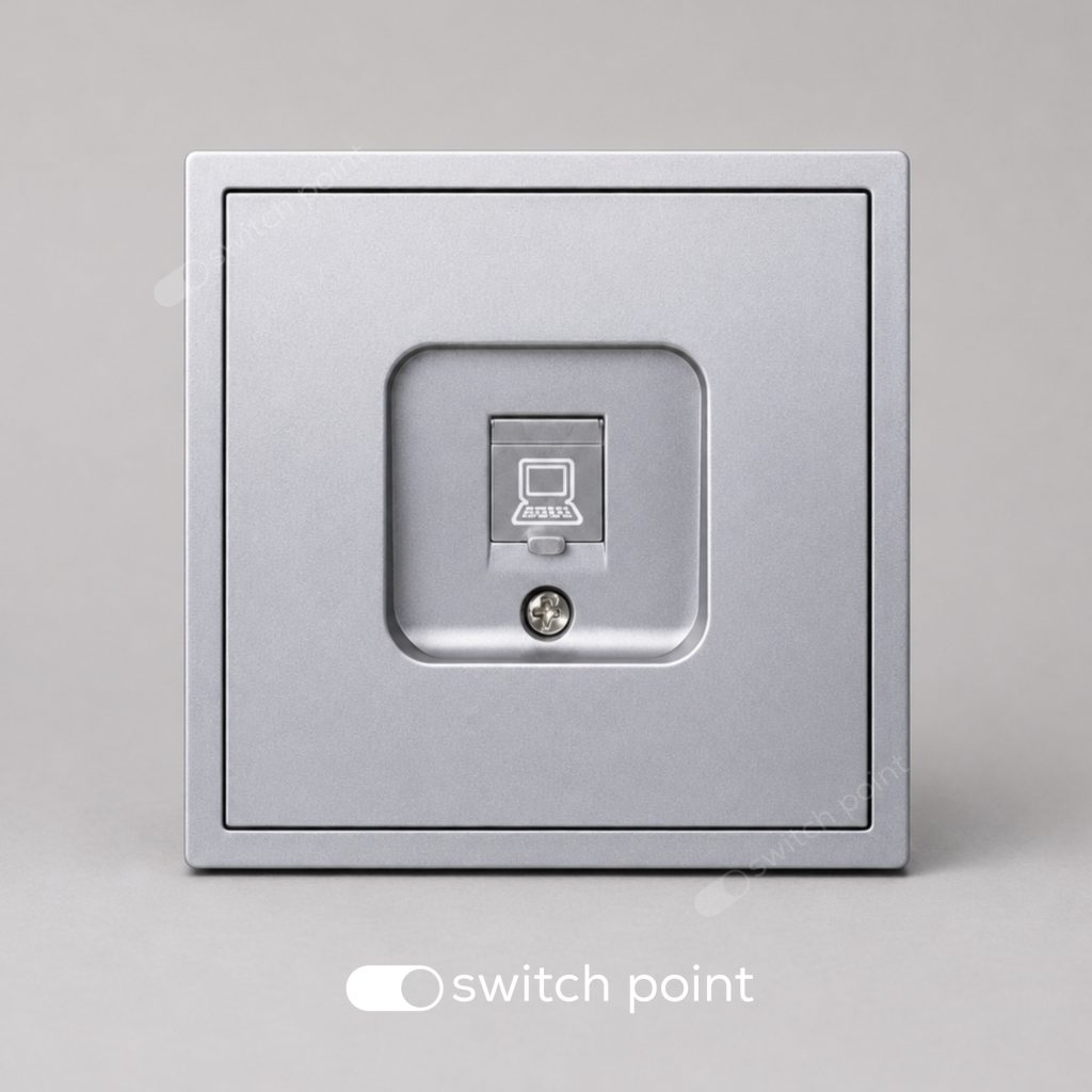 Інтернет-розетка RJ45 Cat 6 одинарна, Slim Series, Сірий (без рамки)