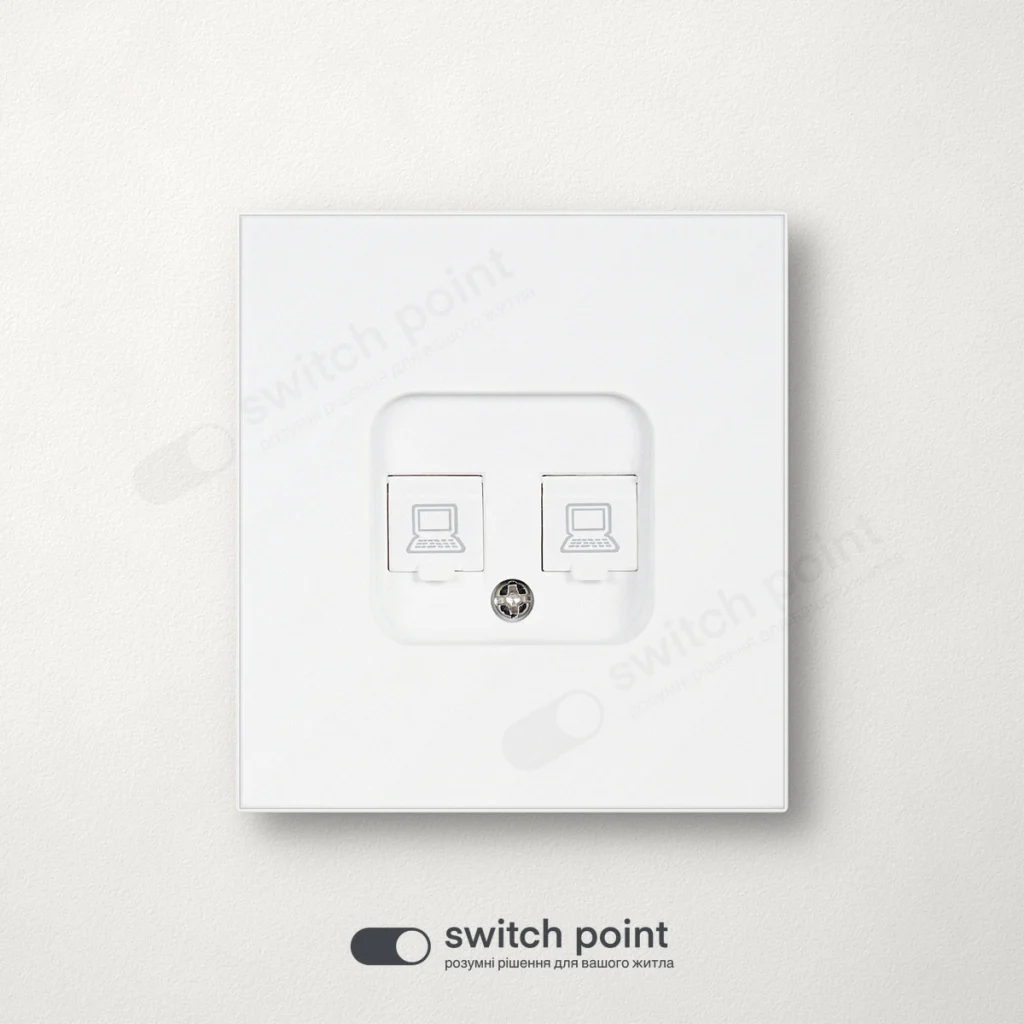 Інтернет-розетка RJ45 Cat 6 подвійна, Ultra Slim Series, Білий (без рамки)