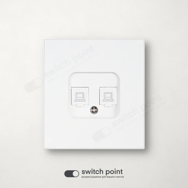 Інтернет-розетка RJ45 Cat 6 подвійна, Ultra Slim Series, Білий (без рамки)