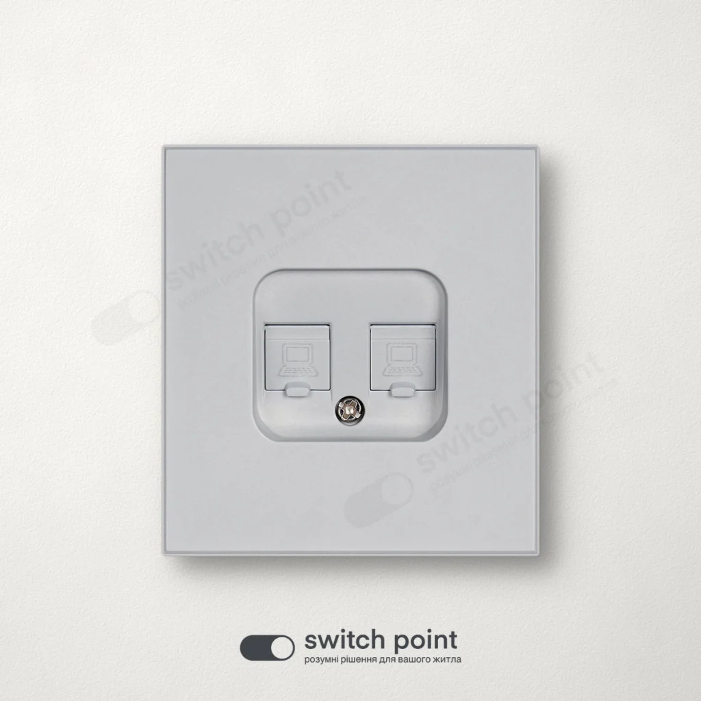 Інтернет-розетка RJ45 Cat 6 подвійна, Ultra Slim Series, Світло-сірий (без рамки)